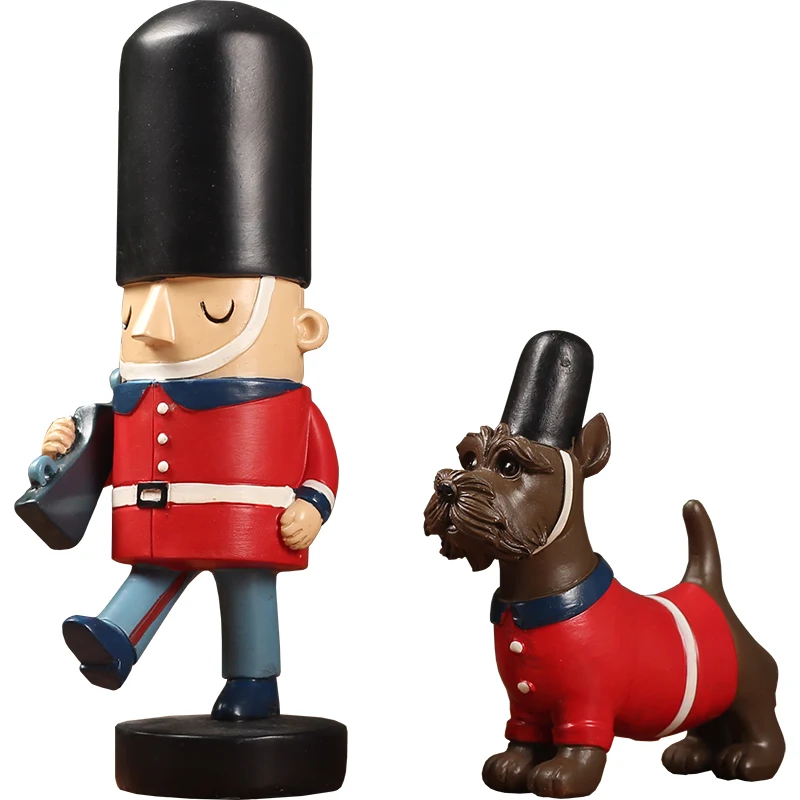 

Nordic style creative home decoration small ornaments soldier and dog character animal furnishings