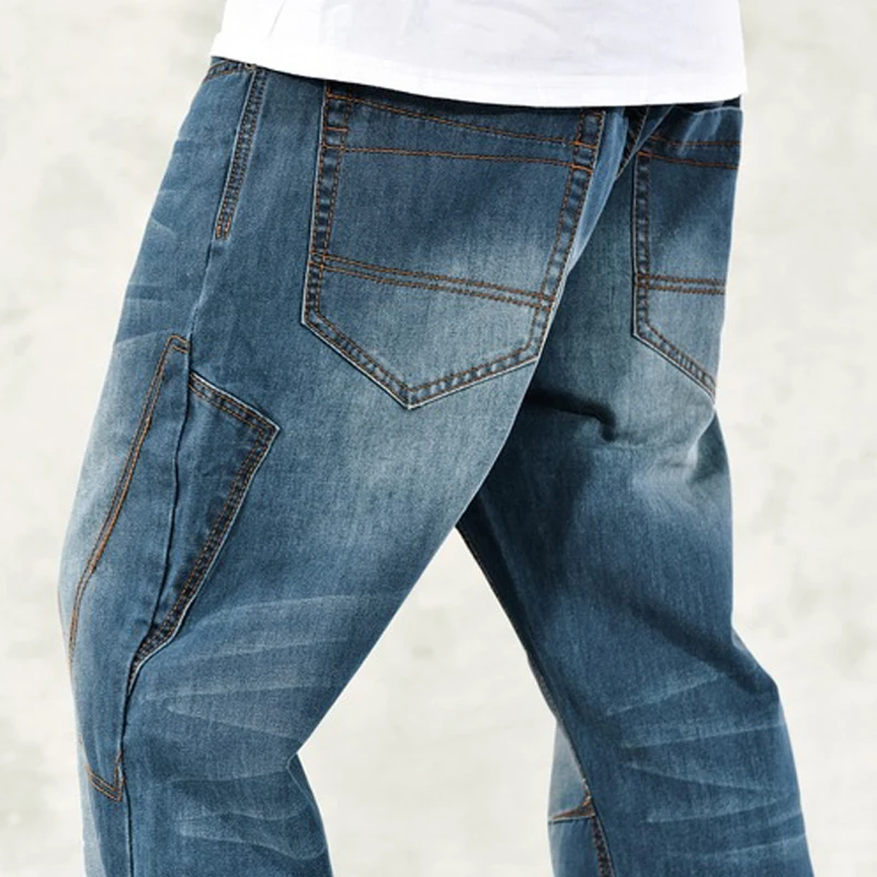 Baggy Jeans Men Denim Pants Loose Streetwear Jeans Hip Hop Casual Skateboard Pants for Men Plus Size Trousers Blue S95