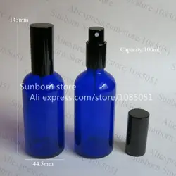 500 шт. 100 мл синий бутылка с эфирным маслом с металлической опрыскиватель