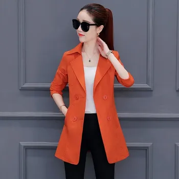

New Fashion Spring Autumn Women Double Breasted Windbreaker Coat Korean Loose Long-sleeved Pocket Trench Coat Female Plus Size
