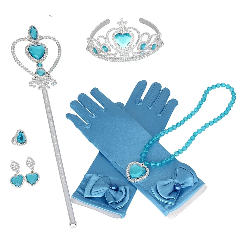 princess elsa and Anna for frozen Gloves Heart Wand Earrings Ring Set girls gift