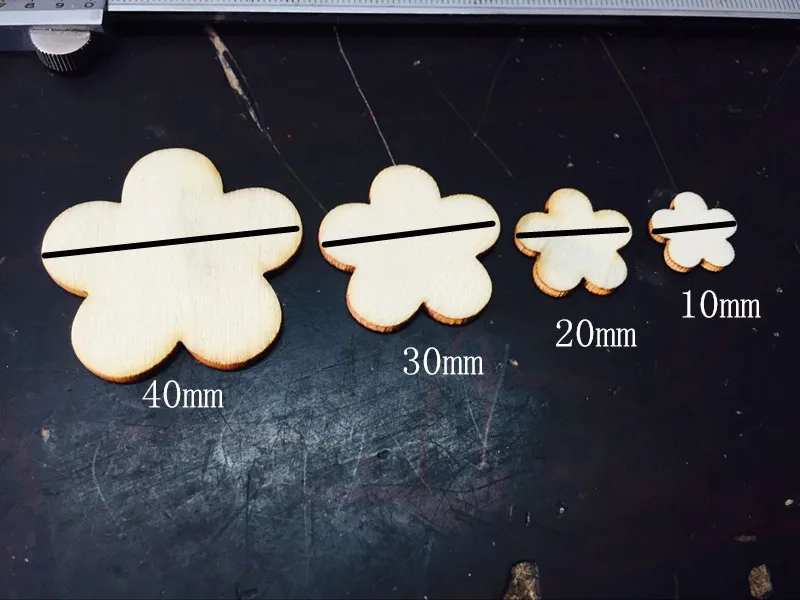 100 шт смешанные размеры цветок Форма МДФ НЕОБРАБОТАННАЯ древесина Неокрашенная дощечка для рукоделия Пирография