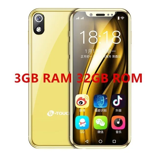 K-TOUCH I9 мобильный телефон Android 8,1 Quand Cord 2 ГБ/3 ГБ ОЗУ+ 16 Гб/32 Гб ПЗУ gps 2000 мАч карманный мини Роскошный телефон для разблокировки лица - Цвет: 3GB RAM Gold