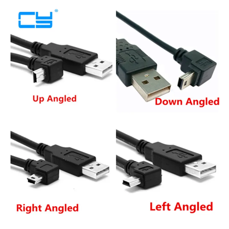 USB 2 0 штекер Mini B Тип 5pin 90 градусов вверх/вниз/влево/вправо Угловой Мужской кабель