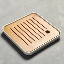 Китайский кунг-фу Чай лоток Керамика Bamboo Чай поддон дренаж воды хранения кунг-фу Чай комнате Совета Таблица посуда для офис