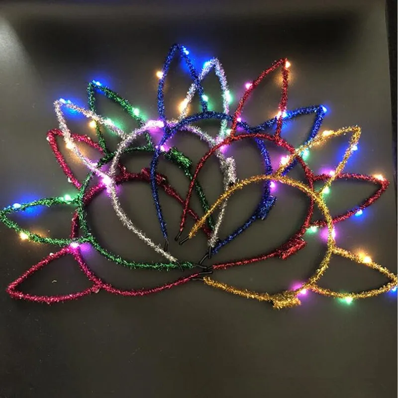 

New LED Flashing Bunny Ears Headband Women Girl Light Up Rabbit Ears Hairband Headwear Disco Glow Party Supplies Wedding