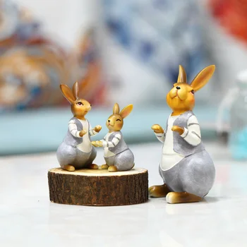 

European Chinese style Rabbit family Wedding Gift home desktop decor decoration ornaments(A670)