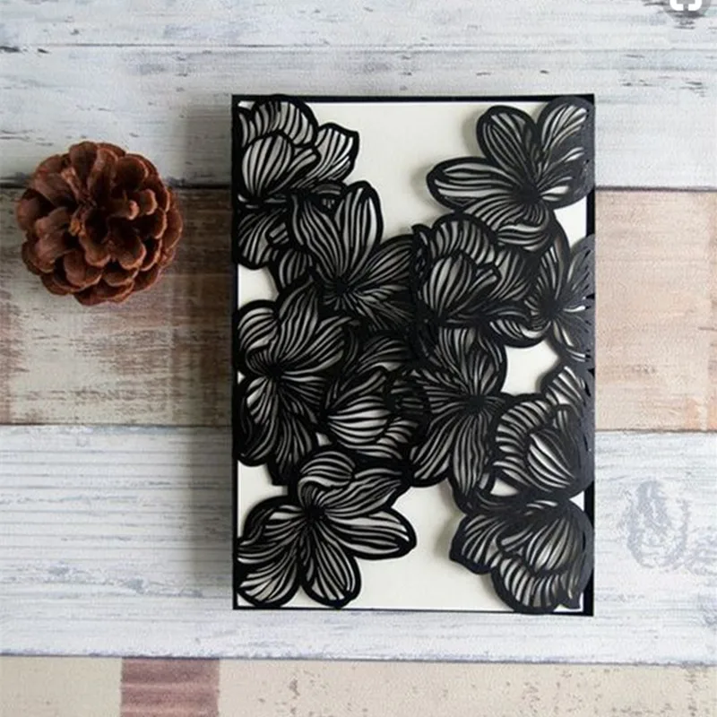 

Petal laser cut wedding invitation card rustic party invitation holder offer customized invitation printing