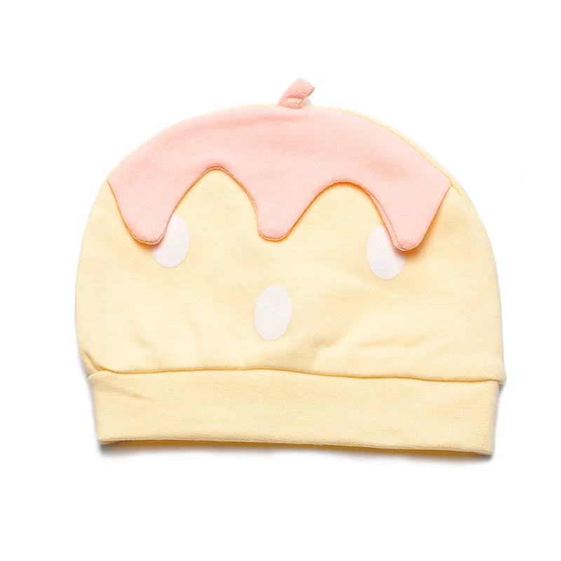 Cute Newborn Hats Strawberry Print Baby Tire Caps Cotton Boys Girls Cap Candy Color Baby Hat Spring Summer Newborn Tire Hat  (1)