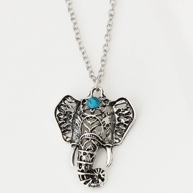 

Vintage Bohemian Gypsy Tribal Mascot Elephant Pendant Necklaces Woman Neck Ornament Necklaces Jewelry Charms XL056