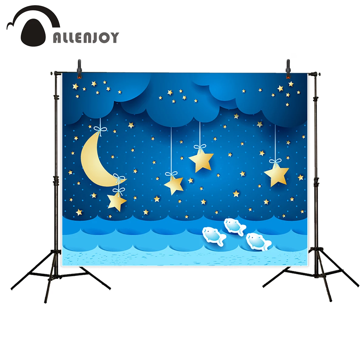 Allenjoy photography backdrop Blue sky waves fish stars moon children background photo studio camera fotografica | Электроника