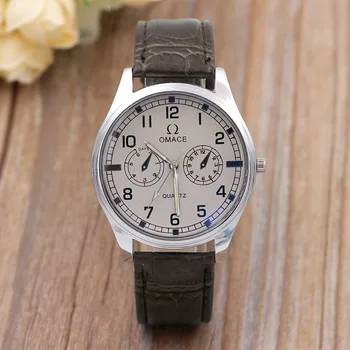 

2018 new double eye digital dial leather strap watch exquisite precision high-end atmosphere men's quartz watch