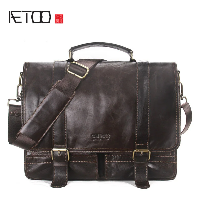 

AETOO Men 's Handbag Casual Business Briefcase Portable Computer Bags Kidney Shoulder Messenger Bag