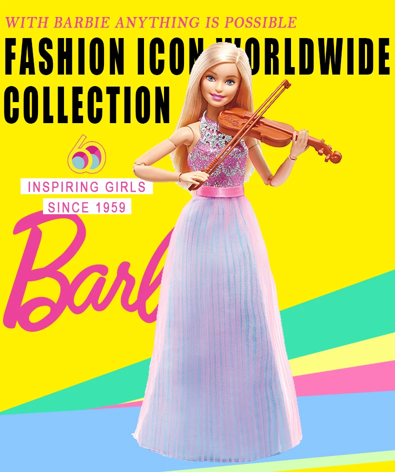 Barbie Original Brand Collection Doll Musician Girl Violin Accessories Toy Music