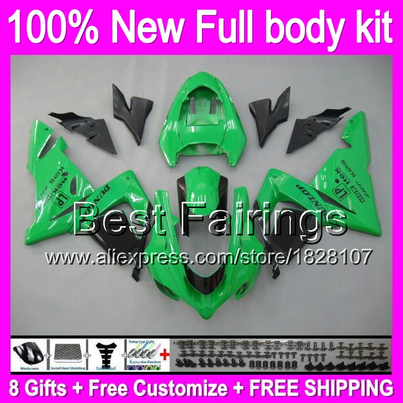 

Fairing Body For KAWASAKI NINJA Green black ZX10R 04-05 8B7 ZX-10R ZX 10R ZX 10 R 04 05 2004 2005 Factory green +decal Body