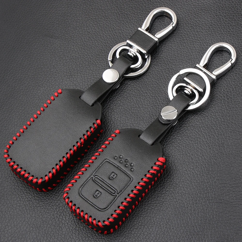 

Leather Car Key Cover Case For Honda Vezel city civic Jazz BRV BR-V HRV CRV Fit Remote Key Jacket Car-stying