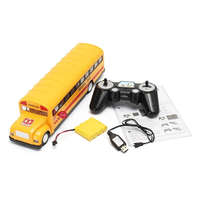 

2.4G Remote Control School Bus Car Charging Electric Open Door RC Car Model Toys For Children Gifts