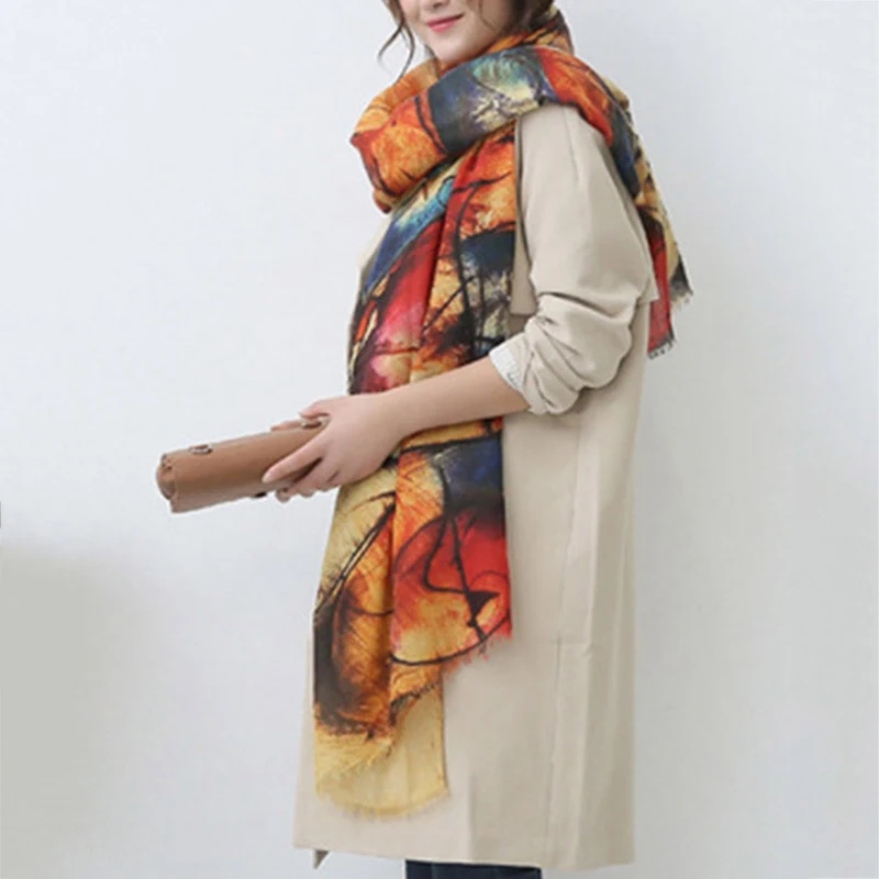 

Winter Vintage Scarf For Women Wrap Bandana Print Blanket Women Lady Scarves Shawl Cape Cashmere Scarf Solid Stoles