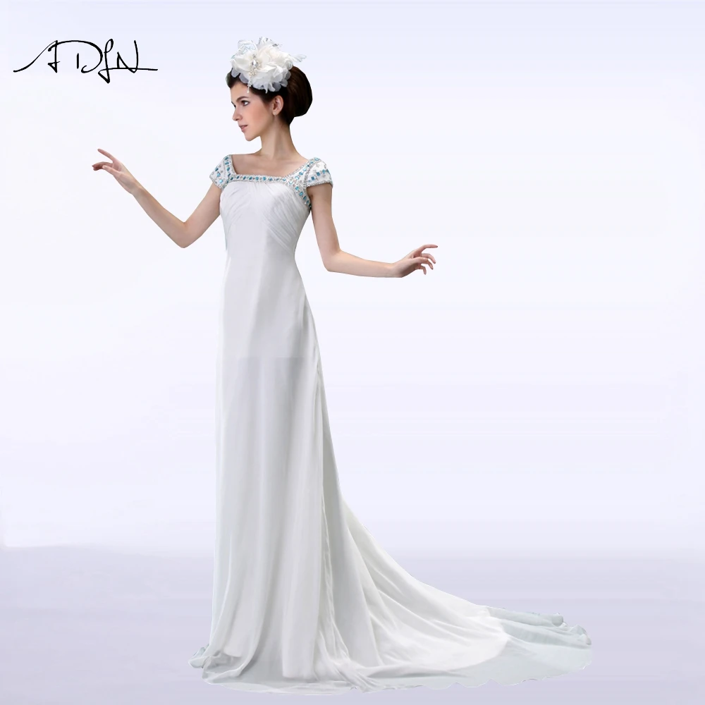 Abito Da Sposa Vintage Con Scollo Quadrato Senza Maniche In Vita Naturale In Raso Con Strascico Milanoo Com