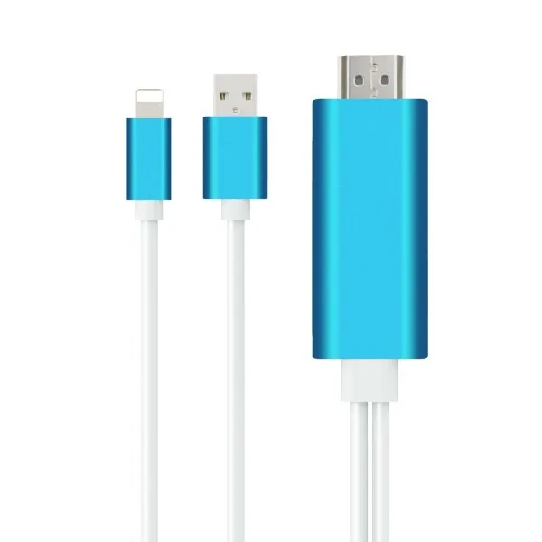 HDMI кабель системы освещения к HDMI кабель HD tv AV переходной USB кабель 1080 P для iPad Air/iPad mini 2 3 4 iPhone X 8 7 6 S Plus iOS - Цвет: Синий
