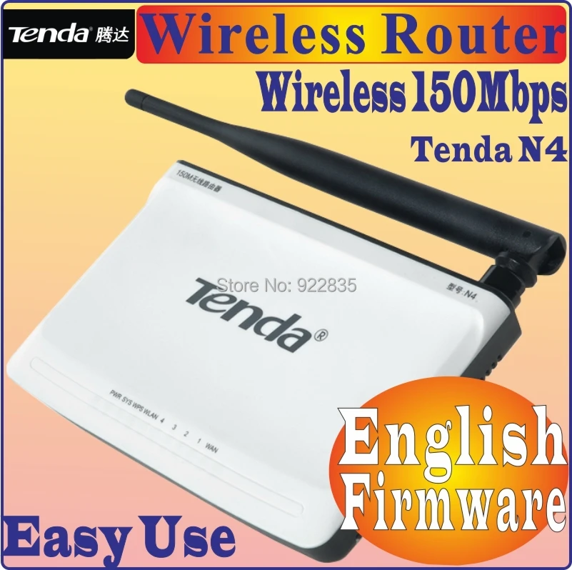  English Firmware TENDA N4 150Mbps WiFi Wireless Home Router Easy Install Support WDS 5 Ports Router, NO COLOR PACKAGE 