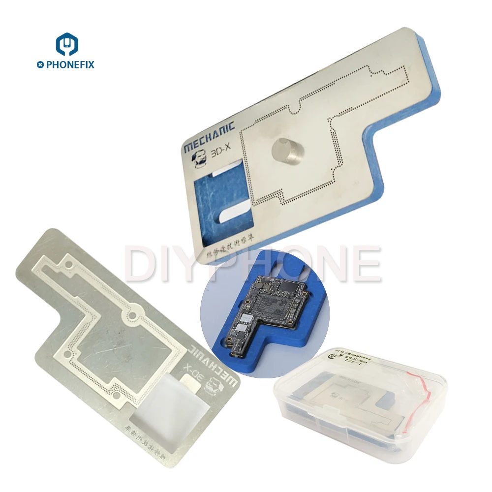 

PHONEFIX Mechanic 3D BGA Reballing Stencils for iPhone X A12 CPU Middle Layer Motherboard Reballing Repair Tools Kit