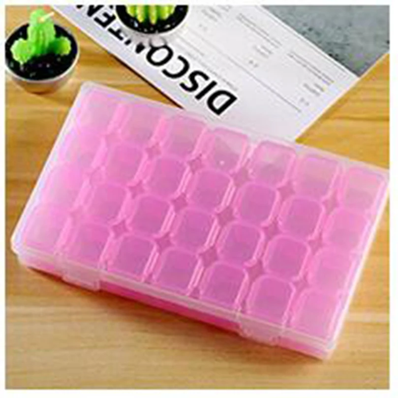 28 слотов регулируемый пластиковый розовый цвет коробка для хранения ювелирных изделий Алмазная вышивка наборы крафтовый бисер ящик для хранения инструмент YF1630