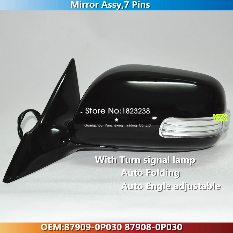 

Rearview side mirror assy for Toyota REIZ 2005-2009 GRX122 7 Pins With Turn signal,Auto folding & Angel adjustable