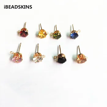 

New arrival!(choose color) 200pcs copper with glass rhinest Stud earring/earrings accessories/Earring parts for jewelry making