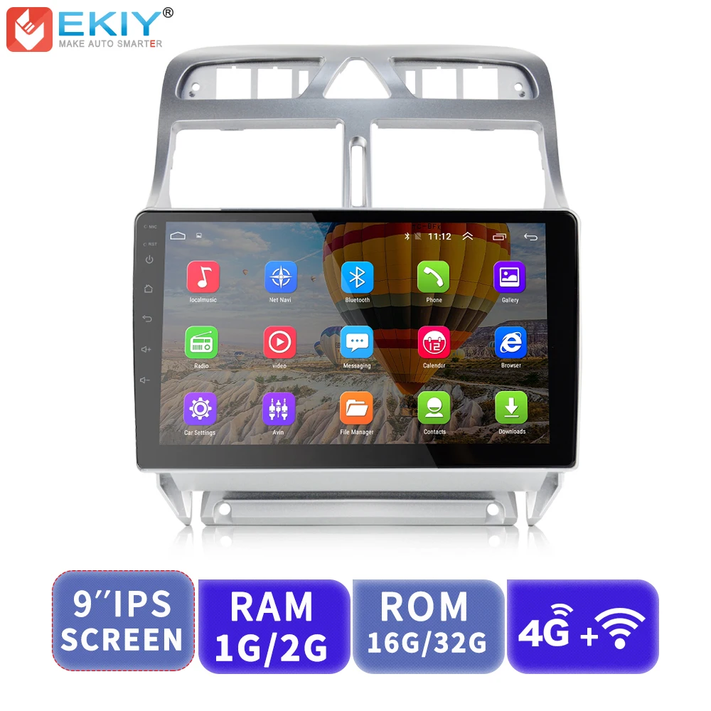 EKIY 9'' IPS 2.5D Car Multimedia Player Android AutoRadio Stereo Audio For Peugeot 307 2004-2013 With 4G Modem GPS Navigation