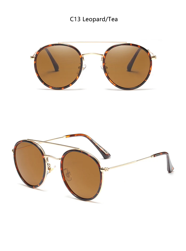 Круглые Солнцезащитные очки с двойным мостом, унисекс, Плоские линзы, черные солнцезащитные очки, роскошные, модные маленькие круглые солнцезащитные очки для женщин и мужчин, uv400