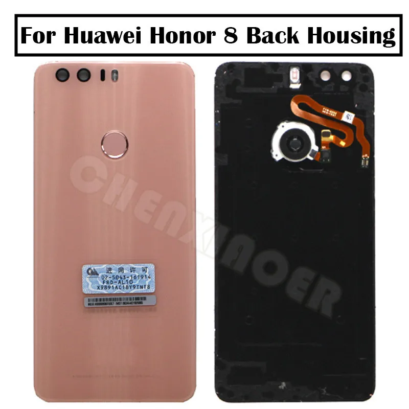 Для huawei Honor 8 заднее стекло Крышка батарейного отсека Корпус ж/датчик отпечатков пальцев гибкий кабель+ объектив камеры, вспышка