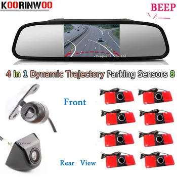 

Koorinwoo Dynamic trajectory Car Parking Sensor 8 Radars Alarm Monitor Car Rear view Camera Front camera Show Distance visible