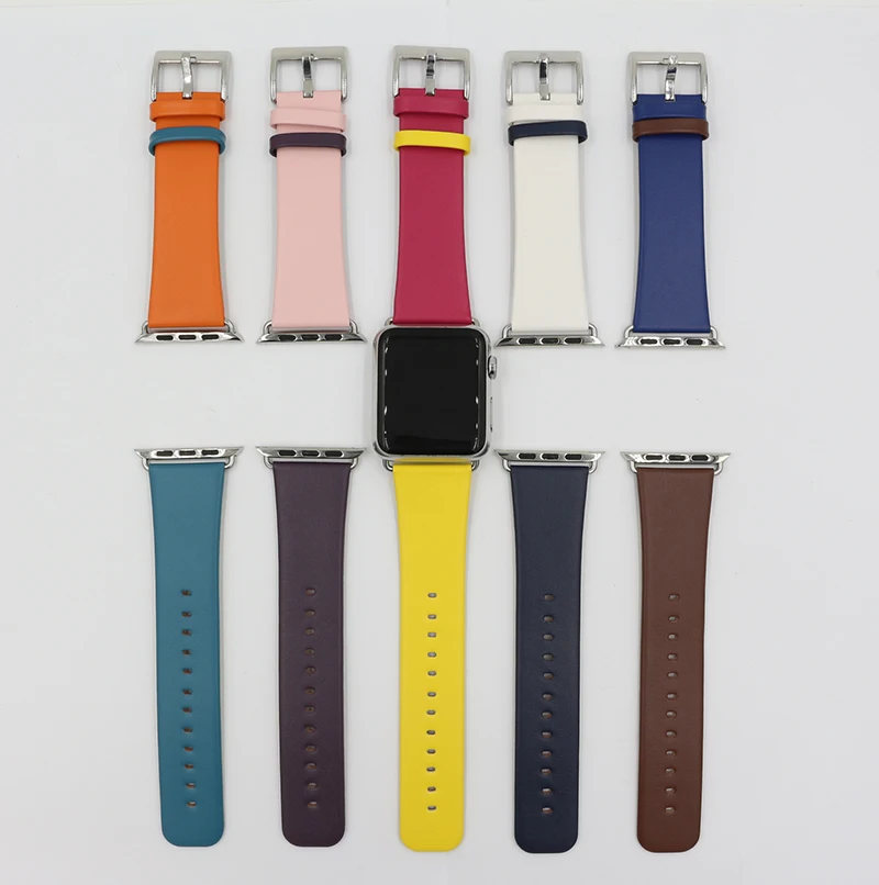 URVOI ремешок для apple watch series 5 4 3 21 пряжка кожаный ремень из нержавеющей стали для iwatch ремень современный модный Забавный дизайн стиль
