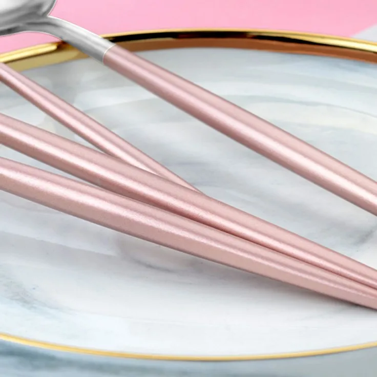 30 шт. KuBac Hommi качественный нож из нержавеющей стали вилка Розовый набор посуды розовый серебристый цвет, набор столовых приборов розовый цвет Прямая поставка