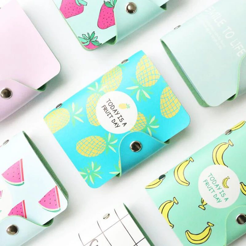 

24 Bits Cute Card ID Holders Case PU Leather Function Business Card Holder Women Credit Passport Card Bag Wallet Passport Card