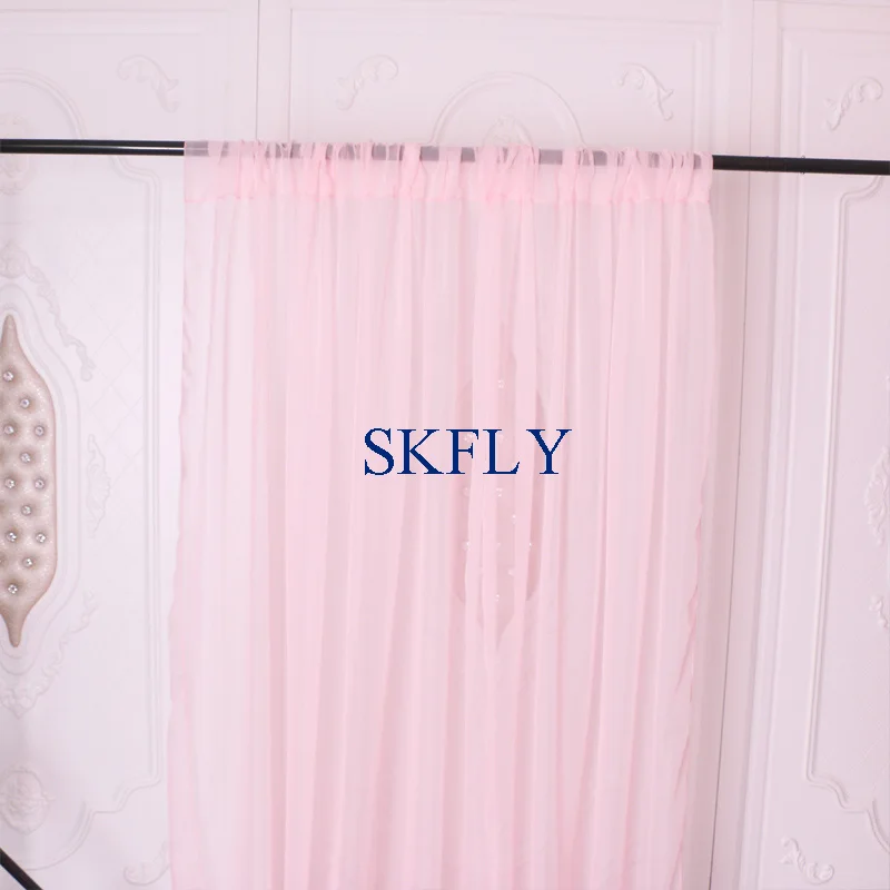 

BC002G custom made popular free shipping wedding light pink sheer voile curtain panel photography backdrop with rod pocket
