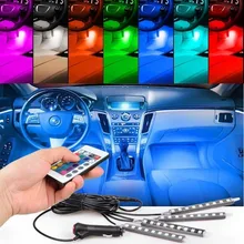 4 pcs/et/7 Colore LED Car Interior Lighting car styling Kit decorazione di interni luce atmosfera e A Distanza Senza Fili di controllo
