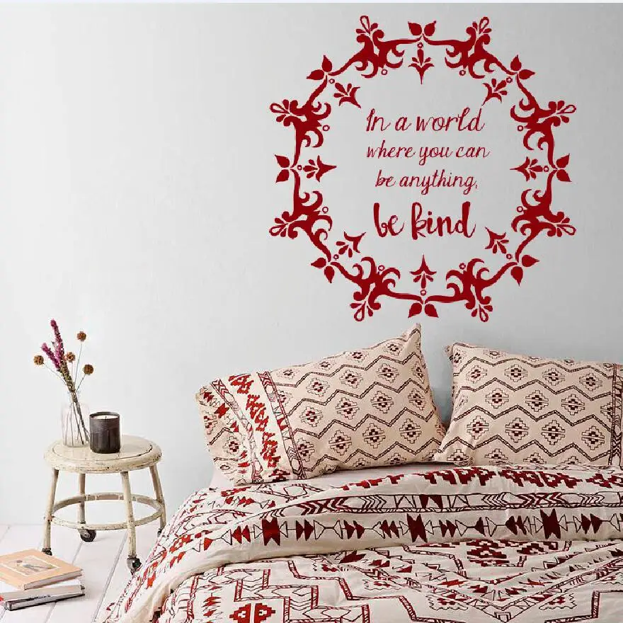 Mandala Be Kind World Quote Moroccan Ornament Wall Decal Flower Namaste Indian Yoga Dorm Home Decor Murals Vinyl Sticker W 28 Vinyl Stickers Wall Decals Flowersdecoration Murale Aliexpress