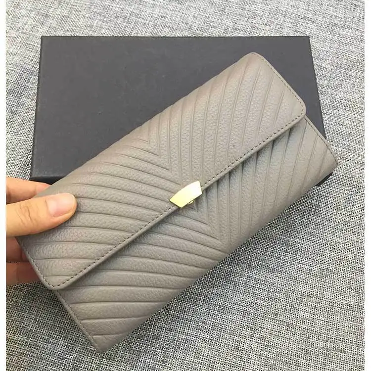 

The new Korean version of a genuine lady purse simple long leather wallets card holder