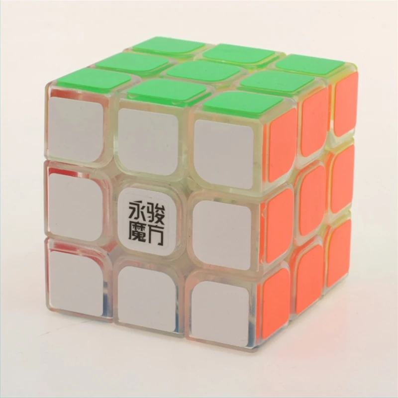 YJ YongJun SuLong 3x3x3 Magic cube 57 мм Световой прозрачный зеленый белый черный Professional гладкой