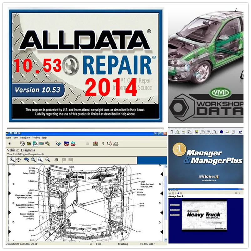 Лучших Alldata программное обеспечение 10,53 по Mitchell ect 26 в 1 и Mitchell 1 ТБ на жестком диске, а также со авто ремонт программного обеспечения