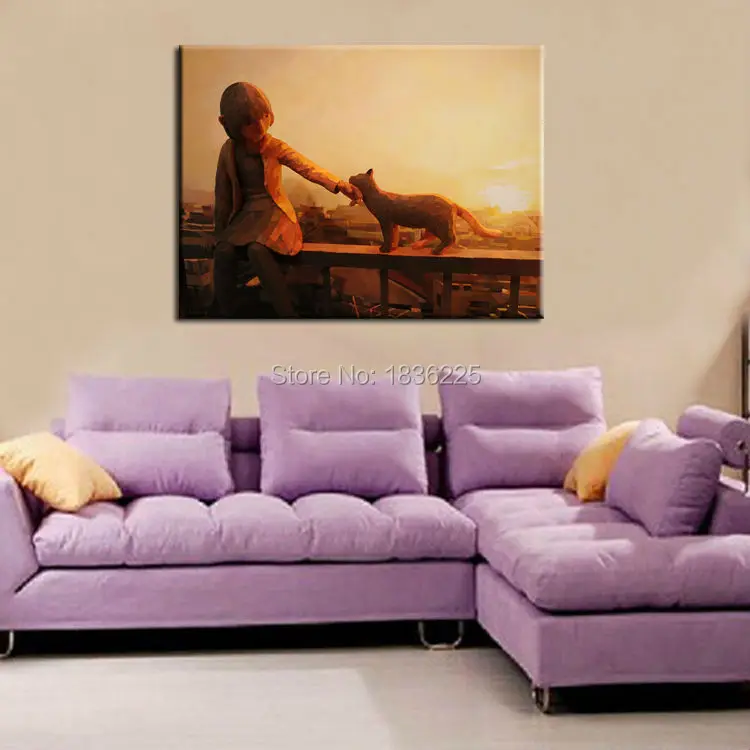 girl and cat 3d oil painting750