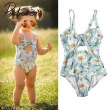 Летнее Детское бикини для маленьких девочек; комбинезон с цветочным рисунком; одежда для купания; купальный костюм из одного предмета; пляжная одежда; пляжный костюм для детей 1-6 лет