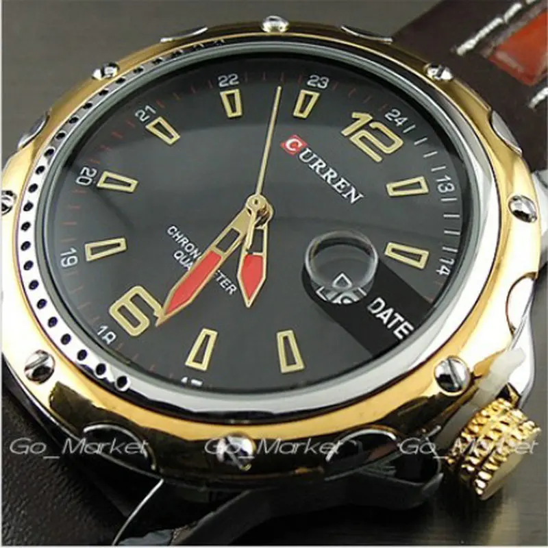 

Curren Luxury brand quartz Watch Man Gold Casual Quartz-Watch Fashion Gueniue Leather date clock male Dropship relojes hombre