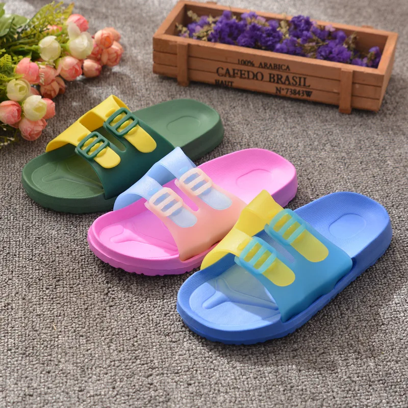 Летние Детские шлёпанцы для пляжные шлепанцы для девочек детские шлёпанцы для мальчиков плоские домашние шлёпанцы детские Нескользящие корейские домашние повседневные туфли