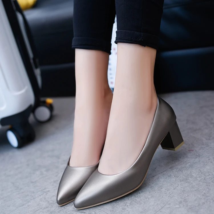 Summer thick with heel pointed work shoes black professional tooling