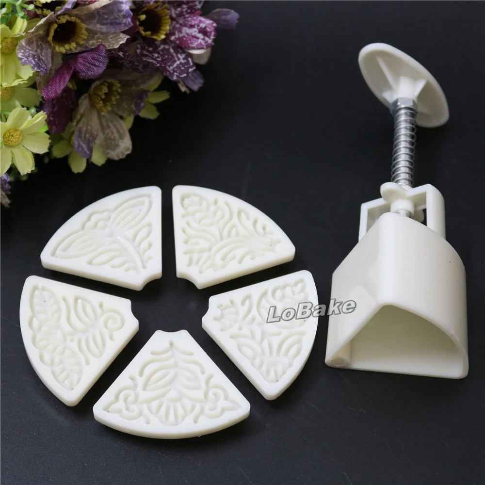 Fan Shape Style Flower Mooncake Mold Green Cake Mould Fondant Biscuit Cutter 1 fan shape style flower mooncake mold green cake mould fondant biscuit cutter 1