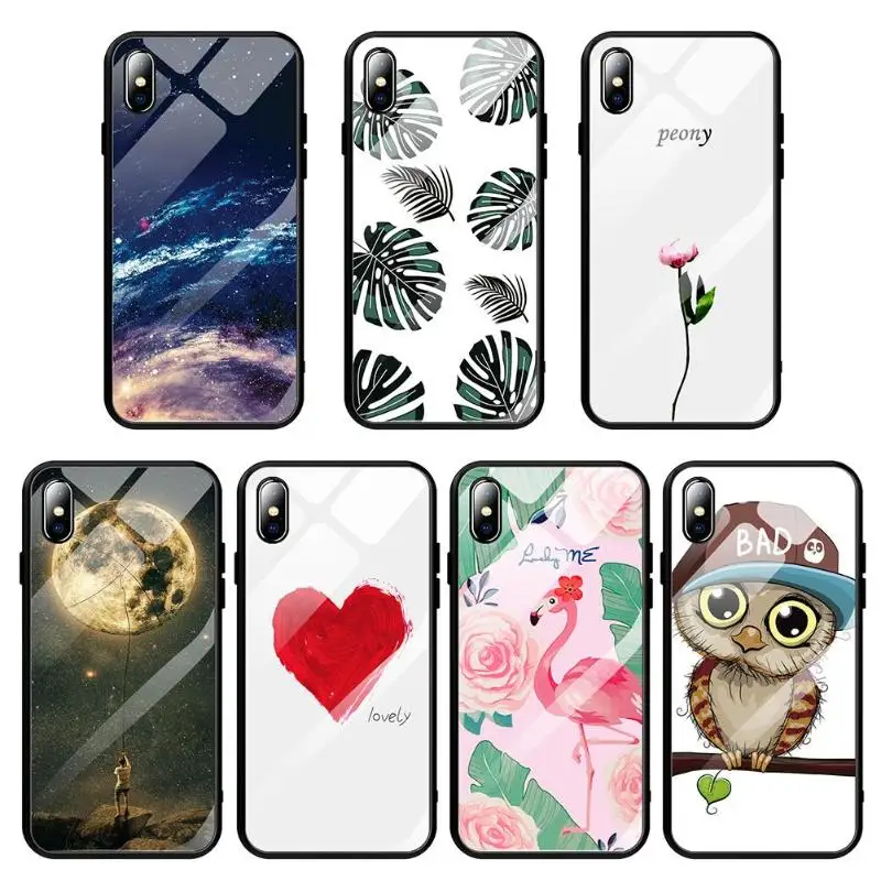 

Cartoon TPU Tempered Glass Full Cover Mobile Phone Case for iPhone X Shell