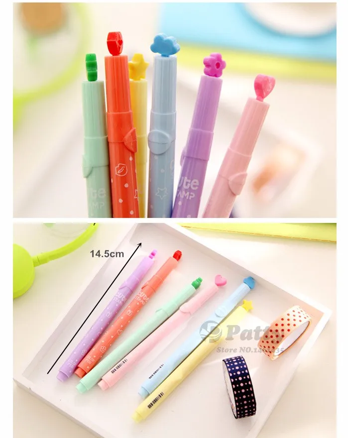 6 Pcs/lot Nice Highlighter Color Stamp Marker Pens Diy Scrapbooking Tools  Zakka Stationery Canetas Escolar School Supplies F285 - Highlighters -  AliExpress